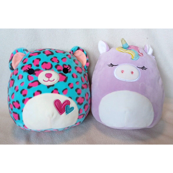 Squishmallow Chelsea The Spotted Leopard & Sylvia The Purple Unicorn plush - Picture 1 of 13